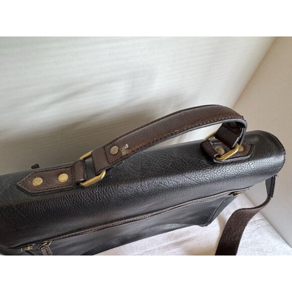 💜SOLD💜Men's Aldo Black / Brown Messenger Laptop Bag/ Brief Case Adjustable Strap - Picture 2 of 6